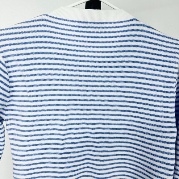 Derek Lam 10 Crosby‎ Blue White Stripe Diagonal Fringe Crewneck Sweater Sz S - Picture 9 of 15
